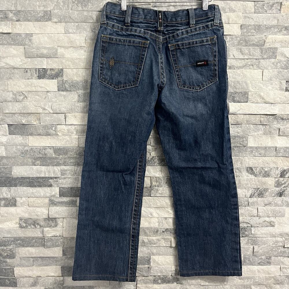 Men's Ariat FR M4 Relaxed Bootcut Blue Dark Wash Jeans Size 30 x 27